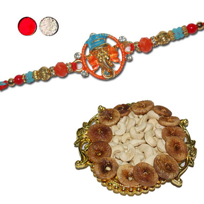 "Rakhi - FR- 8350 A (Single Rakhi) , Dryfruit Thali - code RD400 - Click here to View more details about this Product
